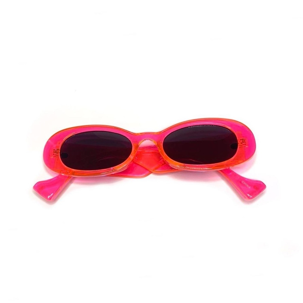 Retro Y2K Hot Pink Translucent Oval Sunglasses